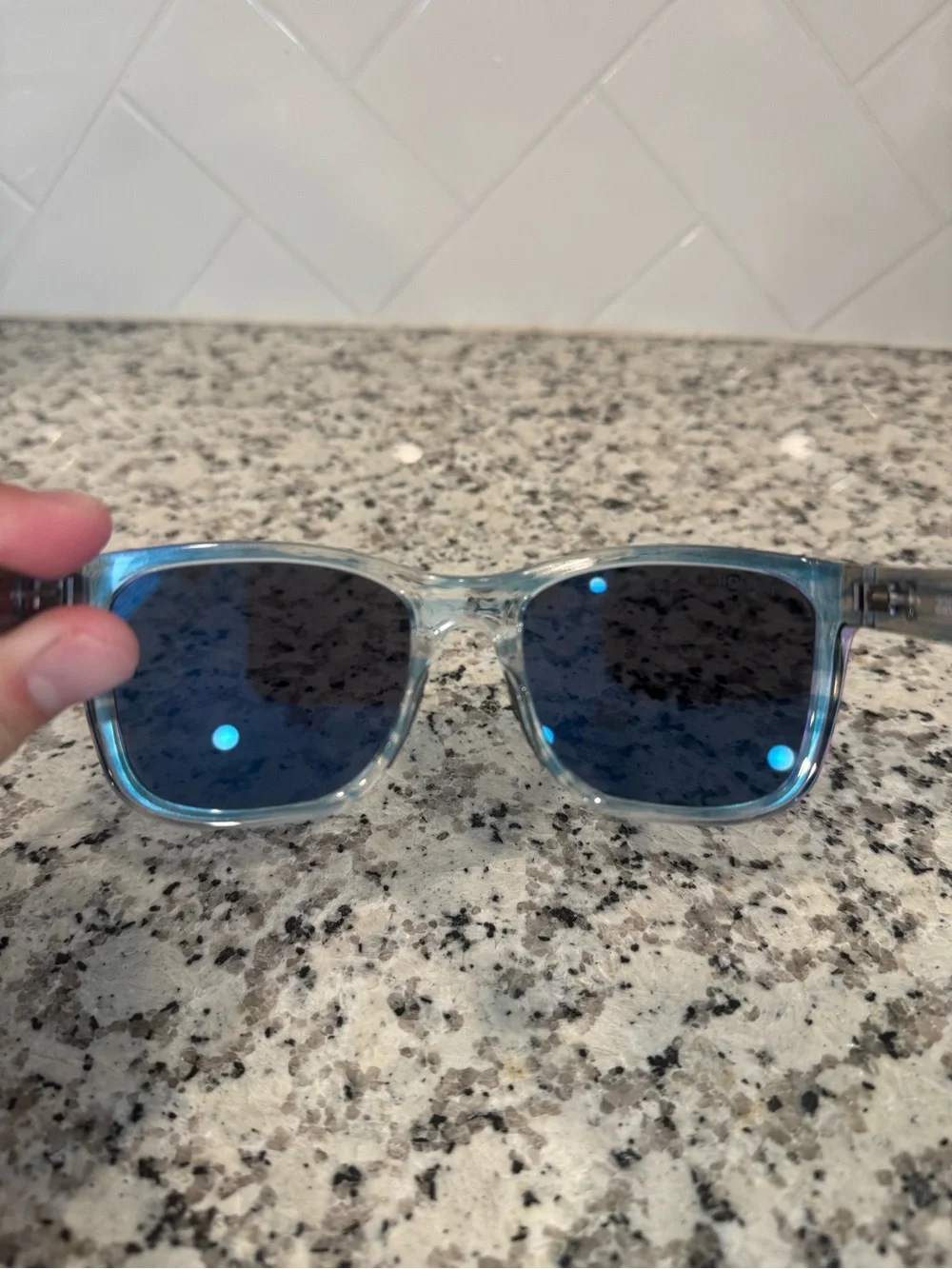 Fin Nor Sunglasses Tilloo Iridescent Pearl Stripe blue lenses excellent
